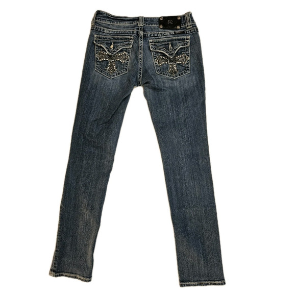 Miss Me Skinny Jeans Women's Size 29x34 Embellished Cross y2k Style Blue - Picture 8 of 12